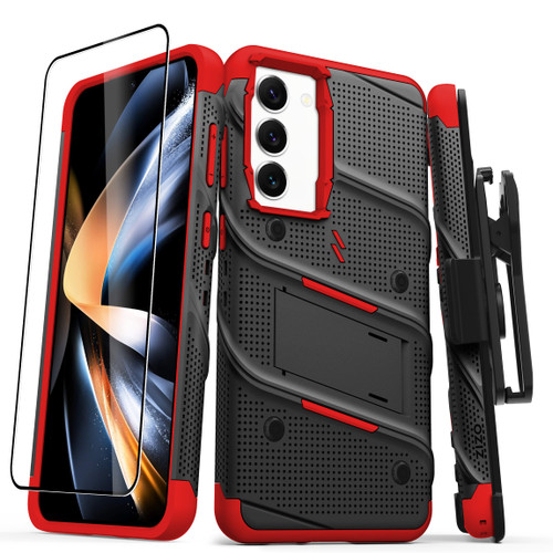 ZIZO BOLT Bundle for Galaxy S23 Plus Case with Screen Protector Kickstand Holster Lanyard - Red