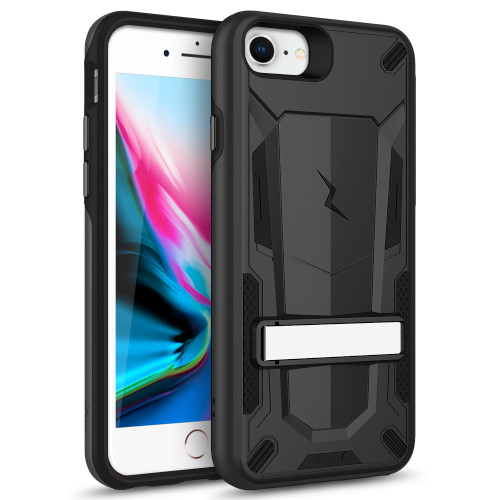 ZIZO TRANSFORM Series for iPhone SE (3rd and 2nd gen)/8/7 Case Rugged Dual-layer Protection with Kickstand - Black