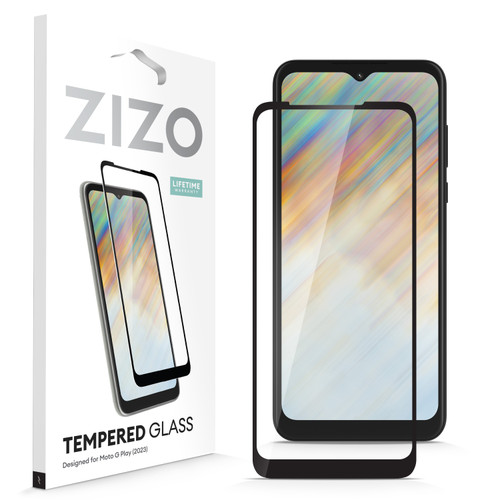 ZIZO TEMPERED GLASS Screen Protector for Moto G Play (2023) Full Glue Clear Screen Protector with Anti Scratch and 9H Hardness - Black