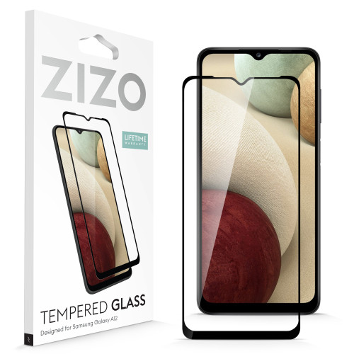 ZIZO TEMPERED GLASS Screen Protector for Galaxy A12 Full Glue Clear Screen Protector with Anti Scratch and 9H Hardness - Black