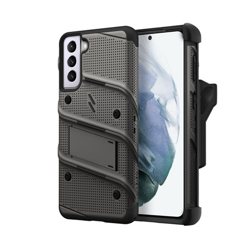 ZIZO BOLT Series for Galaxy S21 Plus Case with Screen Protector Kickstand Holster Lanyard - Gun Metal Gray