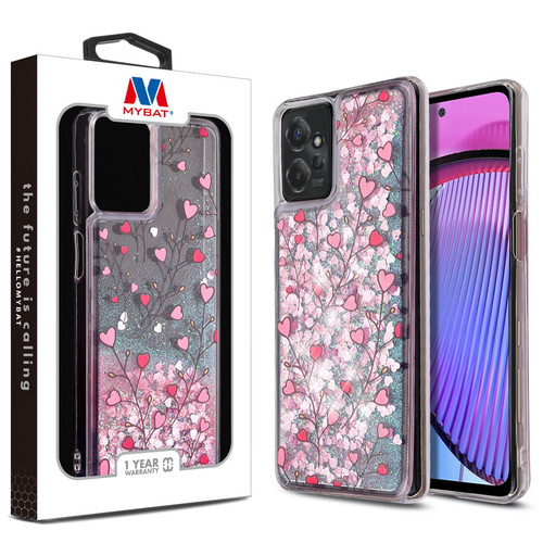 MyBat Quicksand Glitter Hybrid Protector Cover for Motorola Moto G Power 5G (2023) - Heart Vines