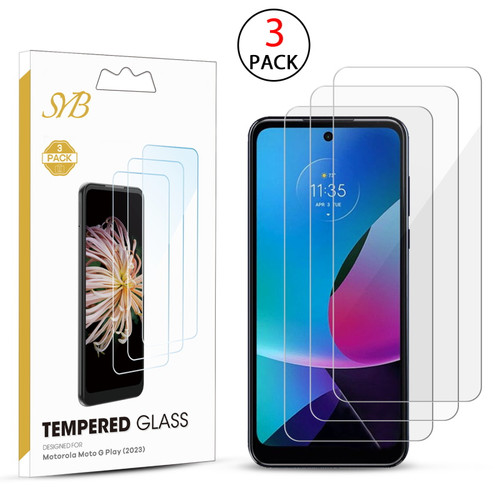 SYB Tempered Glass Screen Protector (2.5D)(3-pack) for Motorola Moto G Play (2023) - Clear