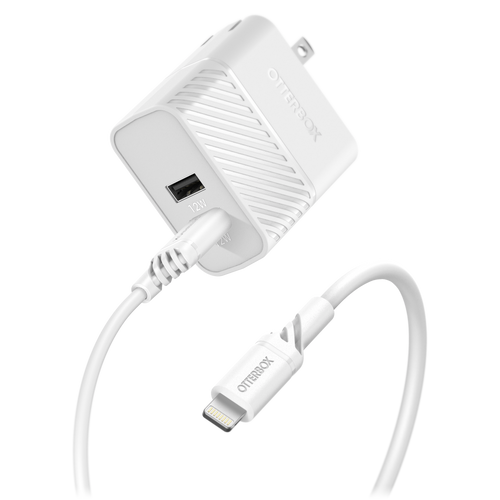 Otterbox - Dual USB A Port 24w Wall Charger and USB A To Apple Lightning Cable 1m - Cloud Dream