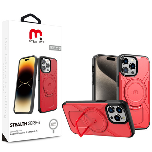 MyBat Pro Stealth Series w/ MagSafe Case for Apple iPhone 15 Pro Max - Red / Black MyBat Pro Stealth Series w/ MagSafe Case for Apple iPhone 15 Pro Max - Red / Black