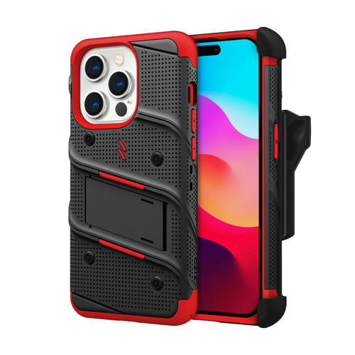 ZIZO BOLT Bundle iPhone 15 Pro Case with Tempered Glass - Red
