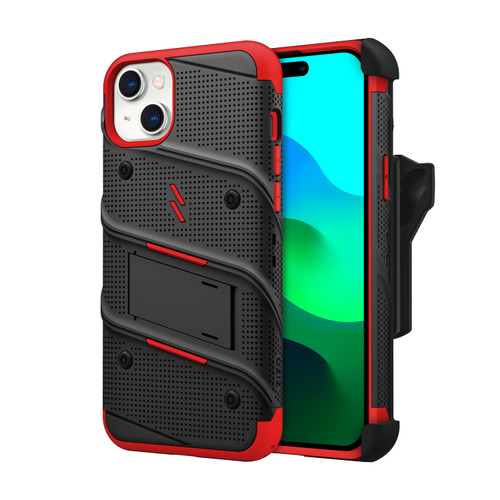 ZIZO BOLT Bundle iPhone 15 Plus Case with Tempered Glass - Red
