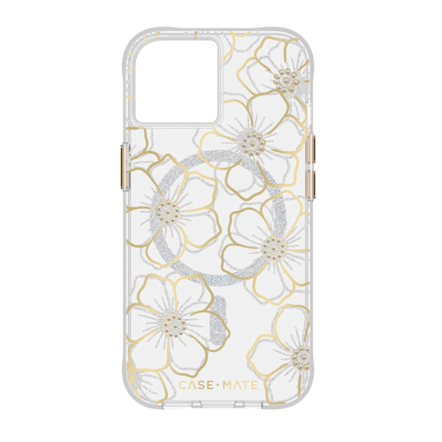 Case-mate - Floral Gems Magsafe Case for Apple iPhone 15 / iPhone 14 / iPhone 13 - Gold