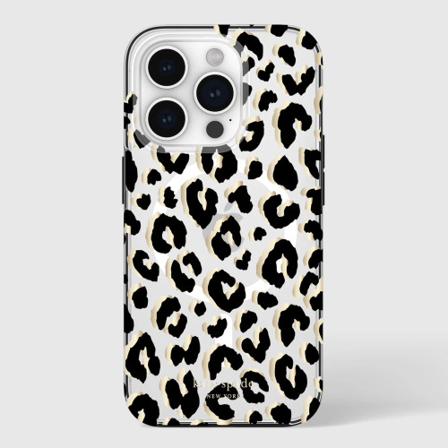 Kate Spade - New York Protective Hardshell Magsafe Case for Apple iPhone 15 Pro - City Leopard Black