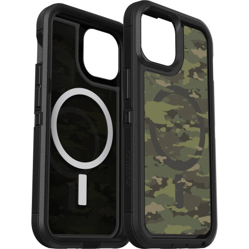 Otterbox - Defender Pro Xt Clear Magsafe Case for Apple iPhone 15 / iPhone 14 / iPhone 13 - Woodland Camo