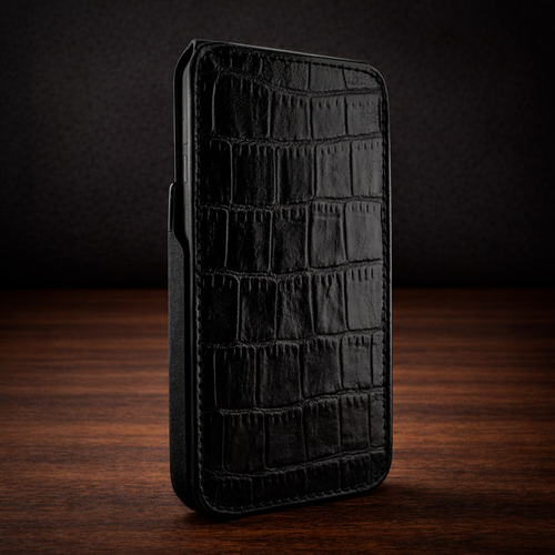 Piel Frama 952 Black Crocodile iMagnum Leather Case for iPhone 15 Plus