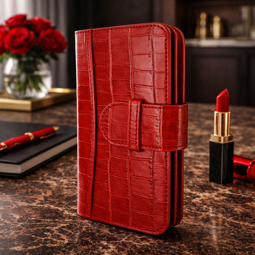 Piel Frama 961 Red Crocodile WalletMagnum Leather Case for iPhone 15 Pro Max