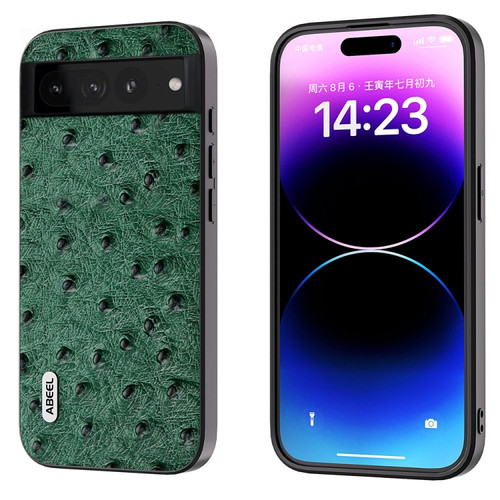 Google Pixel 8 ABEEL Genuine Leather Ostrich Texture Phone Case - Green