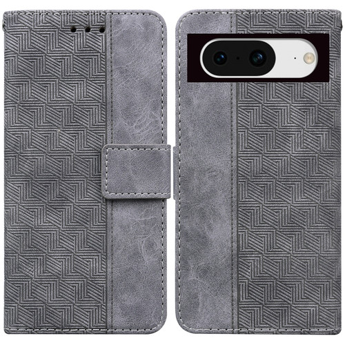 Google Pixel 8 Geometric Embossed Leather Phone Case - Grey