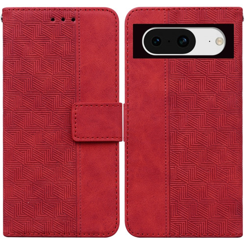 Google Pixel 8 Geometric Embossed Leather Phone Case - Red