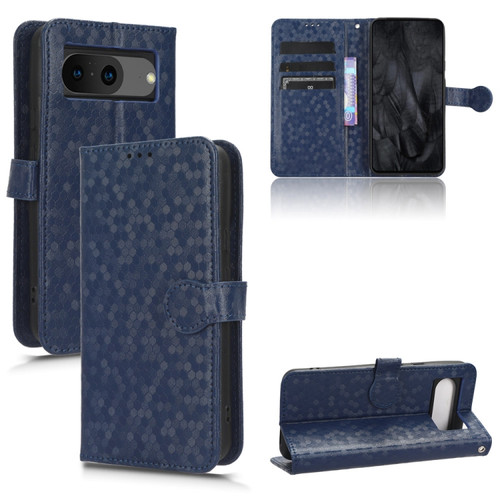 Google Pixel 8 Honeycomb Dot Texture Leather Phone Case - Blue