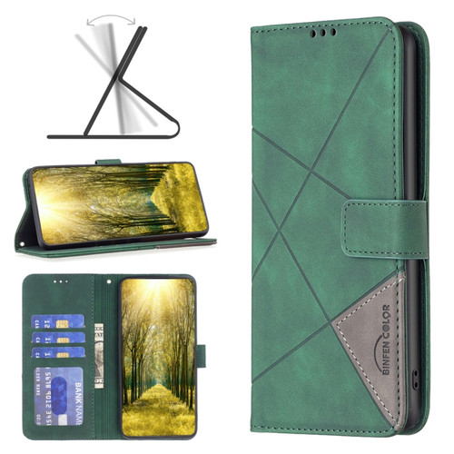 Google Pixel 8 Magnetic Buckle Rhombus Texture Leather Phone Case - Green