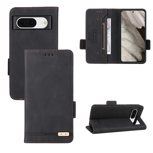 Google Pixel 8 Magnetic Clasp Leather Phone Case - Black