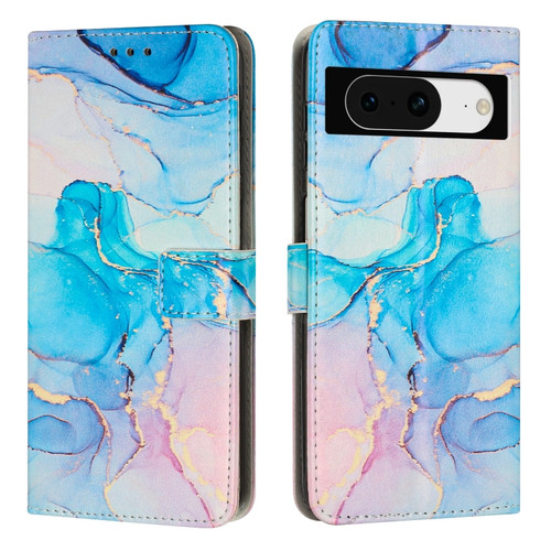 Google Pixel 8 Painted Marble Pattern Leather Phone Case - Pink Green