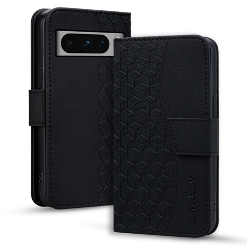 Google Pixel 8 Pro Business Diamond Buckle Leather Phone Case with Lanyard - Black