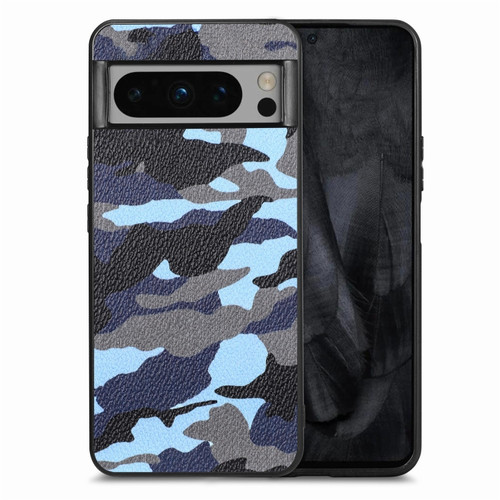 Google Pixel 8 Pro Camouflage Leather Back Cover Phone Case - Blue