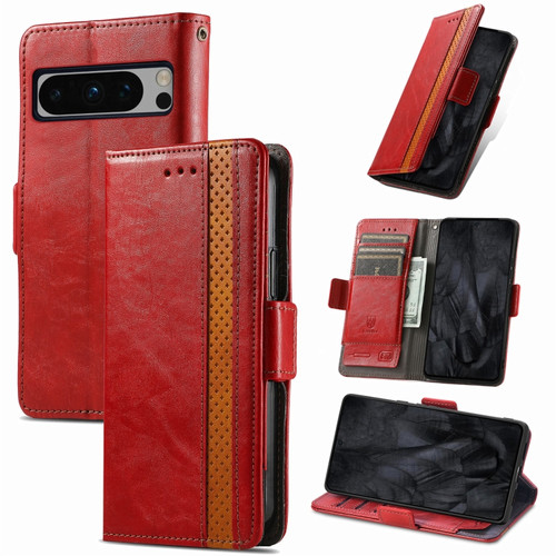 Google Pixel 8 Pro CaseNeo Splicing Dual Magnetic Buckle Leather Phone Case - Red