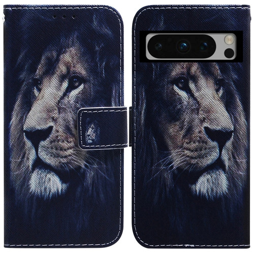 Google Pixel 8 Pro Coloured Drawing Flip Leather Phone Case - Lion