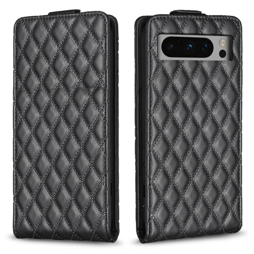 Google Pixel 8 Pro Diamond Lattice Vertical Flip Leather Phone Case - Black