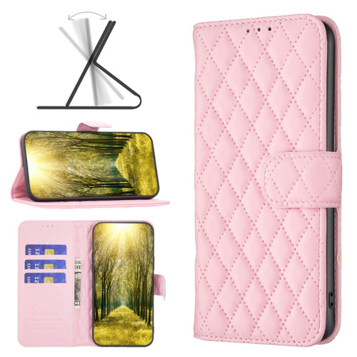 Google Pixel 8 Pro Diamond Lattice Wallet Leather Flip Phone Case - Pink