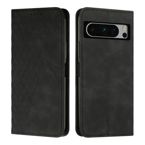 Google Pixel 8 Pro Diamond Pattern Skin Feel Magnetic Leather Phone Case - Black