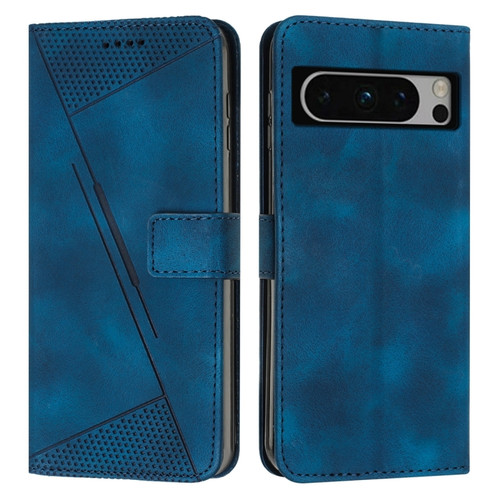 Google Pixel 8 Pro Dream Triangle Leather Phone Case with Lanyard - Blue