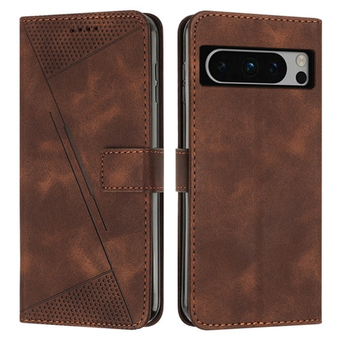 Google Pixel 8 Pro Dream Triangle Leather Phone Case with Lanyard - Brown