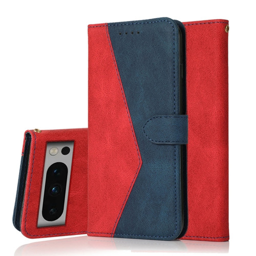 Google Pixel 8 Pro Dual-color Stitching Leather Phone Case - Red Blue