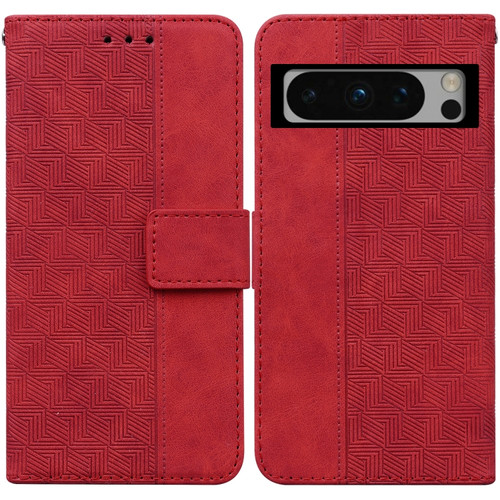 Google Pixel 8 Pro Geometric Embossed Leather Phone Case - Red