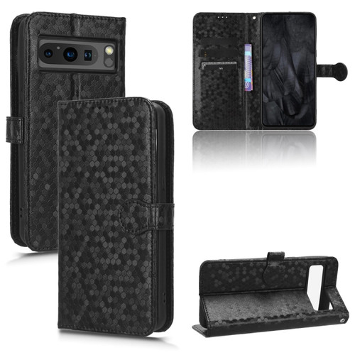 Google Pixel 8 Pro Honeycomb Dot Texture Leather Phone Case - Black