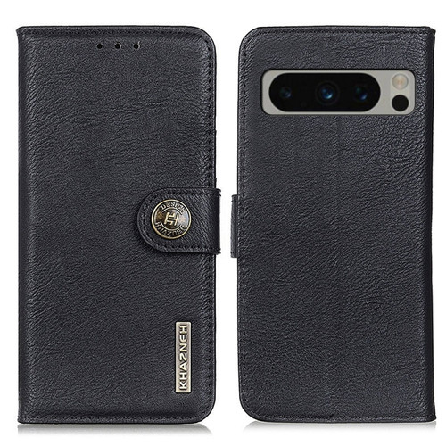 Google Pixel 8 Pro KHAZNEH Cowhide Texture Horizontal Flip Leather Phone Case - Black