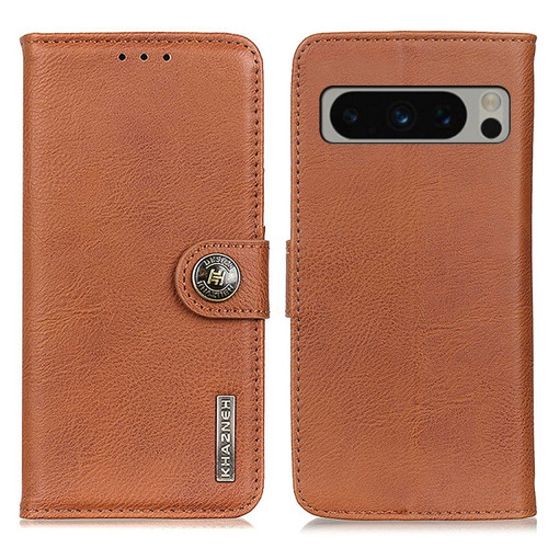 Google Pixel 8 Pro KHAZNEH Cowhide Texture Horizontal Flip Leather Phone Case - Brown