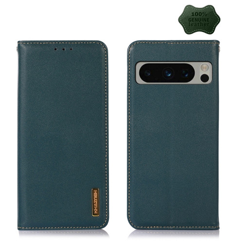 Google Pixel 8 Pro KHAZNEH Nappa Top Layer Cowhide Leather Phone Case - Green