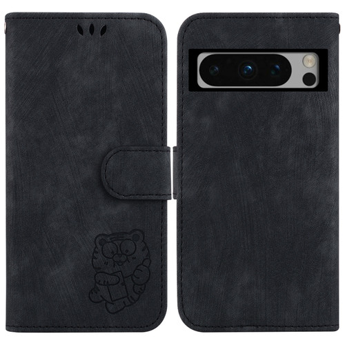 Google Pixel 8 Pro Little Tiger Embossed Leather Phone Case - Black