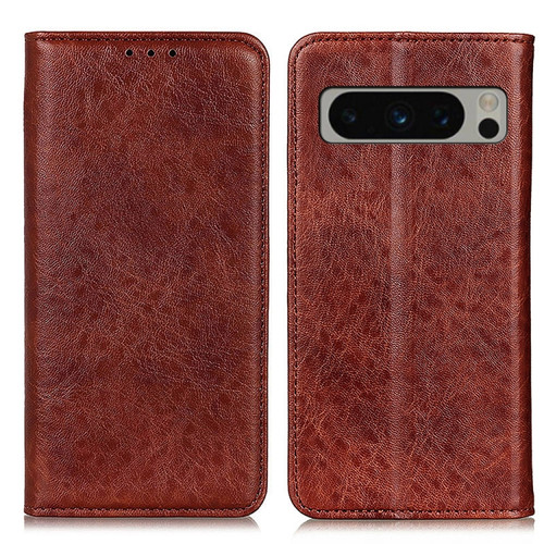 Google Pixel 8 Pro Magnetic Crazy Horse Texture Leather Phone Case - Brown