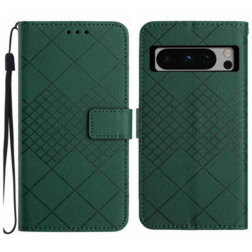 Google Pixel 8 Pro Rhombic Grid Texture Leather Phone Case - Green