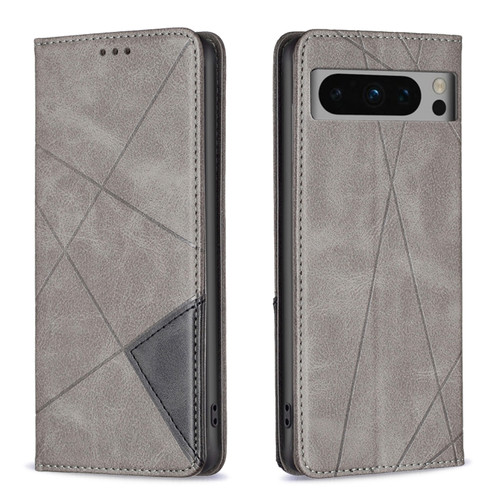 Google Pixel 8 Pro Rhombus Texture Magnetic Leather Phone Case - Grey