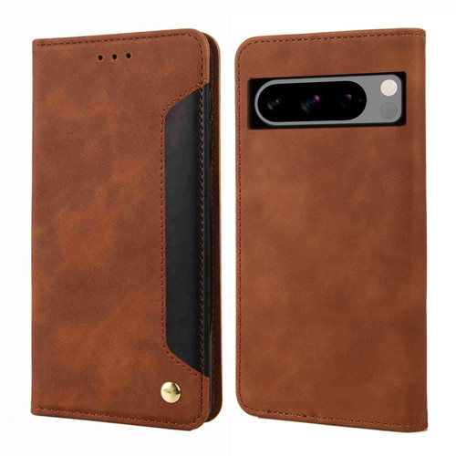 Google Pixel 8 Pro Skin Feel Splicing Leather Phone Case - Brown
