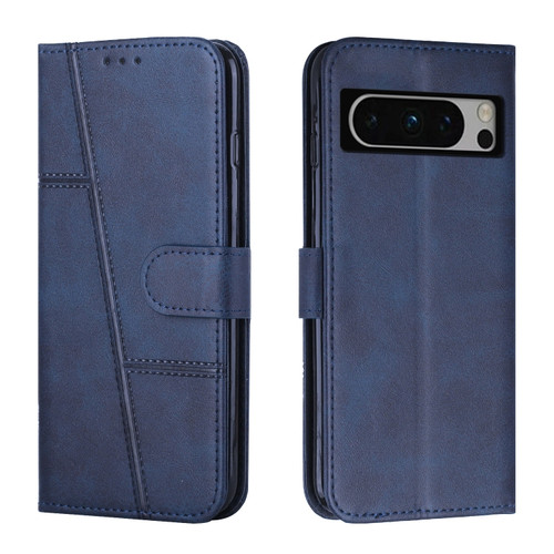 Google Pixel 8 Pro Stitching Calf Texture Buckle Leather Phone Case - Blue
