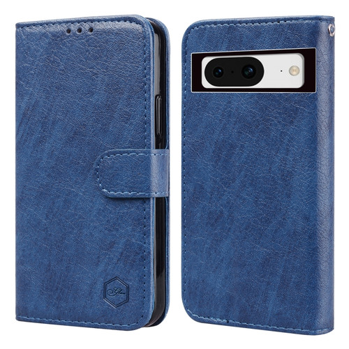 Google Pixel 8 Skin Feeling Oil Leather Texture PU + TPU Phone Case - Dark Blue