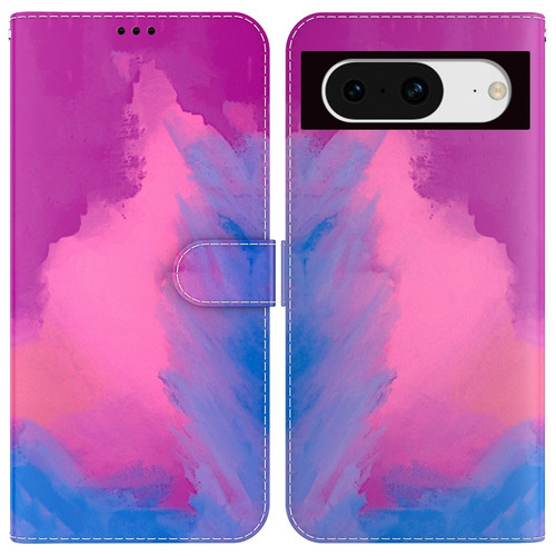 Google Pixel 8 Watercolor Pattern Flip Leather Phone Case - Purple Red