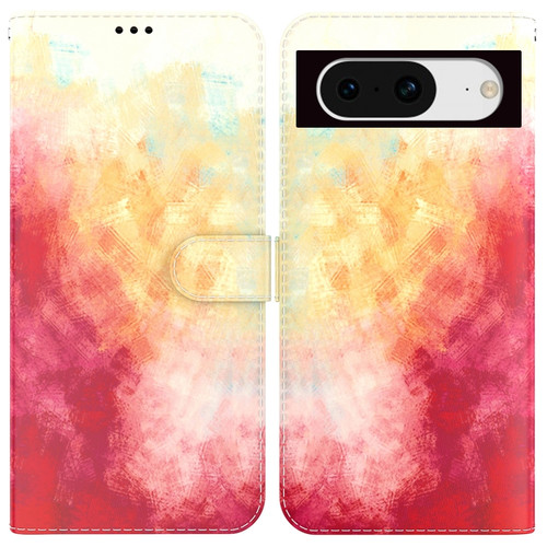 Google Pixel 8 Watercolor Pattern Flip Leather Phone Case - Spring Cherry