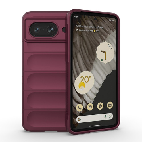 Google Pixel 8 5G Magic Shield TPU + Flannel Phone Case - Wine Red