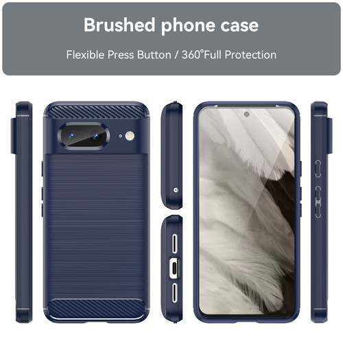 For Google Pixel 8 Pro Carbon Fiber Brushed Texture TPU Case(Navy)