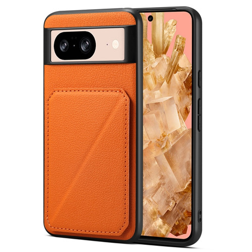 Google Pixel 8 Denior Calf Texture Holder Electroplating Phone Case - Orange